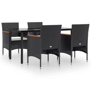 vidaXL Ensemble à manger de jardin avec coussins 5 Pièces Noir