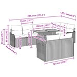 Ensemble de Canapés de Jardin 9 Pièces avec Coussins Beige Rattan Poly Acacia