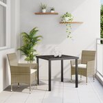 vidaXL Set de Jardin 3 Pièces Beige Rotin Synthétique