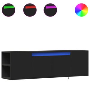 vidaXL Meuble TV mural avec lumières LED noir 135x31x39 5 cm