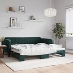 vidaXL Lit de jour avec lit gigogne vert foncé 100x200 cm velours