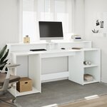 vidaXL Bureau avec lumières LED blanc 200x55x91 cm bois d'ingénierie