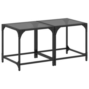 vidaXL Tables basses avec dessus en verre noir 2 Pièces 40x40x40 cm acier