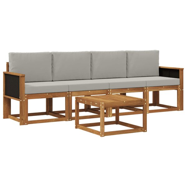 vidaXL Ensemble de canapés d'extérieur 4 pc Naturel et gris clair