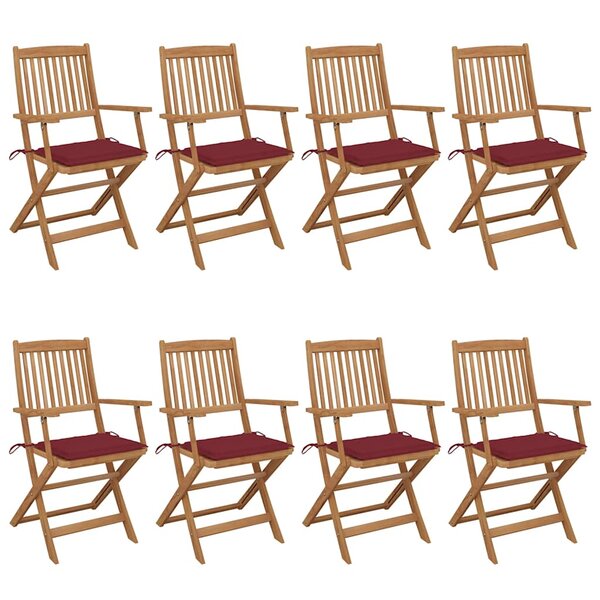 vidaXL Chaises pliables de jardin lot de 8 avec coussins Bois d'acacia