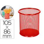 Pot à crayons q-connect maille métallique hauteur 100mm diamètre 90mm coloris rouge