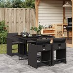 vidaXL Ensemble à manger de jardin coussins 5Pièces Noir Résine tressée