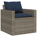vidaXL Salon de jardin 4 Pièces avec coussins gris résine tressée