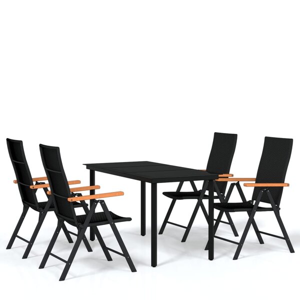 vidaXL Ensemble à manger de jardin 5 Pièces Noir