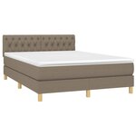 vidaXL Sommier à lattes de lit avec matelas LED Taupe 140x190 cm Tissu