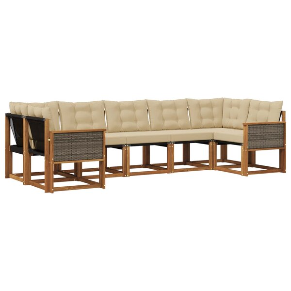 vidaXL Ensemble de canapés d'extérieur 7 Pièces Naturel et Beige