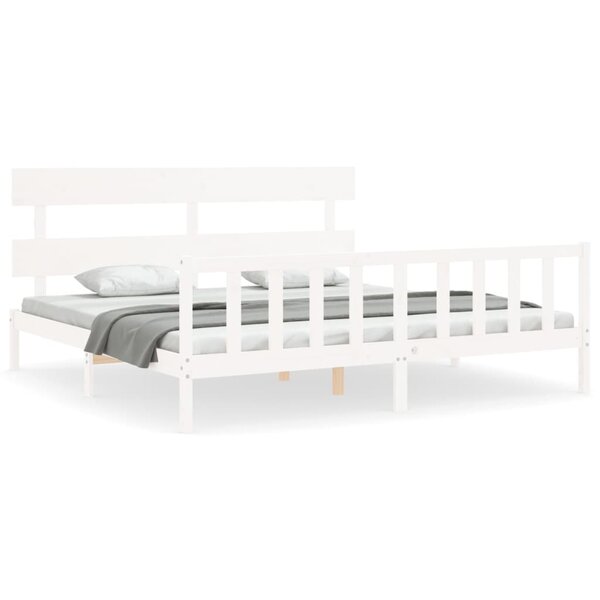 vidaXL Cadre de lit sans matelas blanc 200x200 cm bois massif de pin