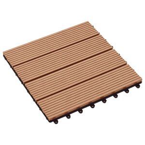 vidaXL Carreau de terrasse 11 Pièces Teck 30 x 30 cm WPC