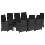 vidaXL Ensemble de salle à manger pour jardin 9 Pièces Noir polyrotin
