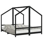 vidaXL Cadre de lit pour enfants noir 2x(80x200) cm bois de pin massif