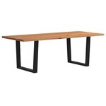 vidaXL Table à manger avec bord naturel 240x100x74cm bois massif chêne
