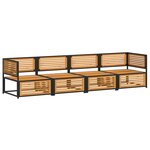 vidaXL Salon de jardin avec coussins 4 Pièces bois d'acacia massif