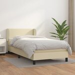 vidaXL Lit à sommier tapissier avec matelas Crème 100x200cm Similicuir