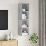vidaXL Meuble TV mural Gris béton 37x37x142 5 cm Bois d’ingénierie