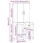 vidaXL Haut Armoire 2 Pièces Chêne noir Bois d'ingénierie et verre