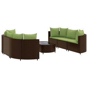 vidaXL Salon de jardin avec coussins 7 Pièces marron résine tressée