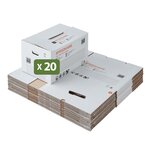 Pack and Move - Lot 20 cartons stockage - 55 x 30 x 30 cm - Poignées renforcées - 1 marqueur offert