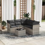 vidaXL Salon de jardin 6 Pièces avec coussins gris clair résine tressée