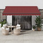 vidaXL Auvent manuel rétractable avec LED bordeaux 400x350 cm