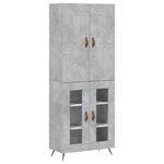 vidaXL Buffet haut Gris béton 69 5x34x180 cm Bois d'ingénierie