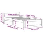 vidaXL Cadre de lit sans matelas blanc bois massif 100x200 cm