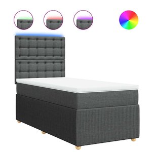 vidaXL Sommier à lattes de lit avec matelas Gris foncé 90x200 cm Tissu