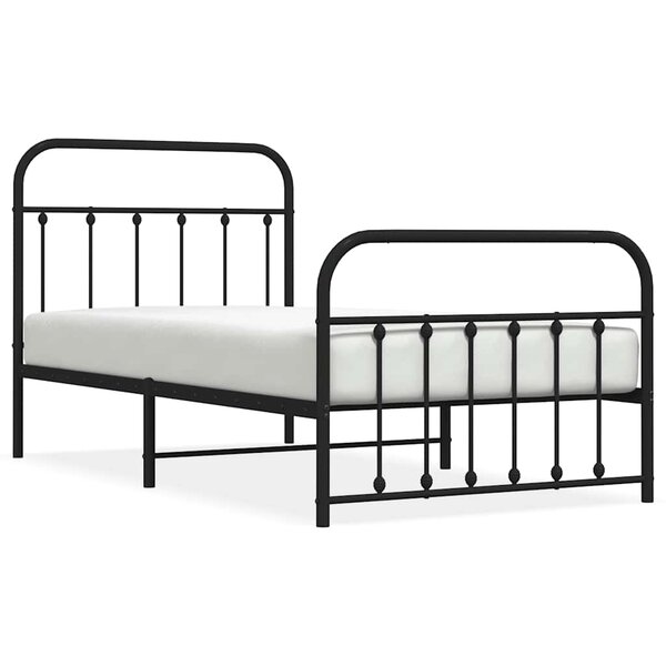 vidaXL Cadre de lit métal sans matelas avec pied de lit noir 100x190cm