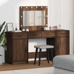 Ensemble coiffeuse 3 pièces avec LED en bois d'ingénierie chêne noir