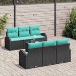 vidaXL Ensemble de canapé de jardin 7 Pièces Noir et turquoise