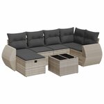 vidaXL Salon de jardin avec coussins 7 Pièces gris clair résine tressée