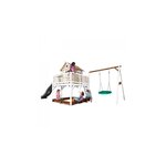 AXI Classic Liam Maisonnette avec balancoire nid  Marron Blanc Toboggan Gris