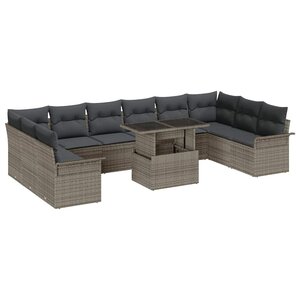 vidaXL Ensemble de canapé de jardin 11 Pièces Gris 100 x 55 x 73 cm