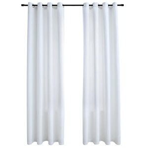 vidaXL Rideau occultant et anneaux en métal 2Pièces Blanc cassé 140x175cm