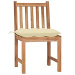 vidaXL Chaises de jardin lot de 4 avec coussins Bois de teck massif