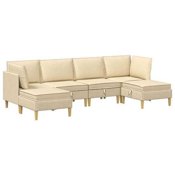 vidaXL Canapé modulaire avec rangement 6 Pièces Crème Tissu