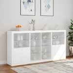 vidaXL Buffet avec lumières LED blanc 202x37x100 cm