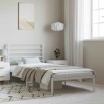 vidaXL Cadre de lit métal sans matelas et tête de lit blanc 100x200 cm