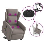 vidaXL Fauteuil inclinable de massage électrique Taupe Tissu