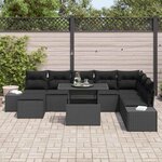 vidaXL Ensemble de canapé de jardin avec coussin 9 Pièces Noir polyrotin