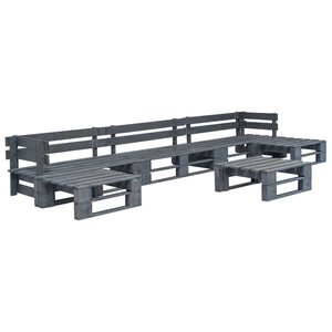 Salon de jardin meuble d'extérieur ensemble de mobilier palette 6 pièces bois gris 02_0018465