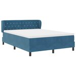 vidaXL Lit à ressorts avec matelas Bleu foncé 160 x 200 cm Velours
