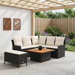 vidaXL Ensembles de meubles avec oreiller 5 Pièces Noir et Crème Rotin PE