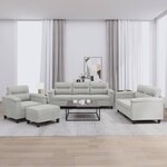 vidaXL Ensemble de canapés 4 Pièces coussins gris clair tissu microfibre