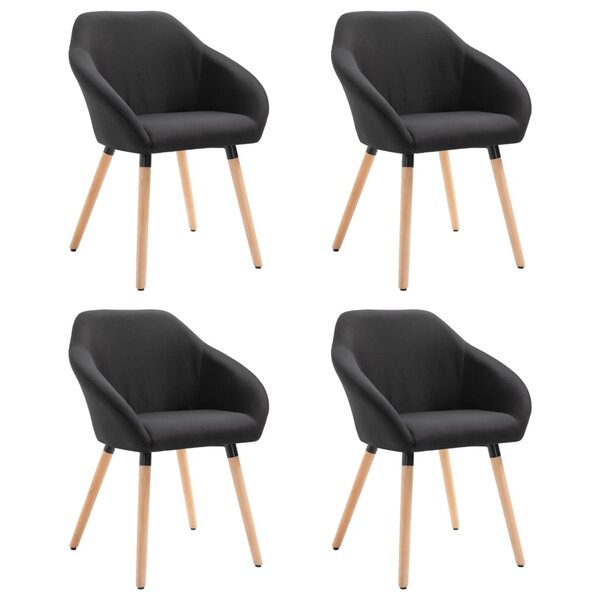 vidaXL Chaises à manger lot de 4 noir tissu