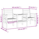 vidaXL Banc de jardin avec table 2 places noir bois massif de pin